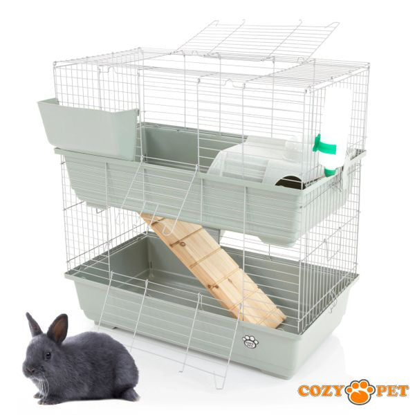 Rabbit Guinea Pig Indoor Cage 2-Tier by Cozy Pet 80cm for Rat, Chinchilla, Small Animals Hutch Model: RB80-D