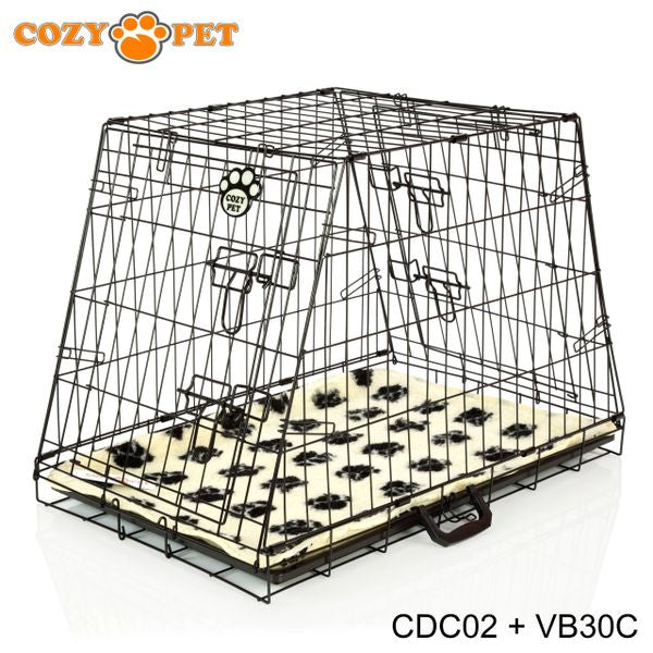 Car Dog Cage by Cozy Pet 30" Travel Puppy Crate Pet Carrier with Vet Bed Transport CDC02 + VB30C