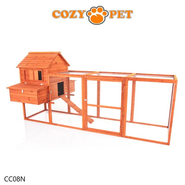 Chicken Coop with Run by Cozy Pet in Natural Wood Rabbit Hutch Model CC08N - Big Discount - B Grade Product