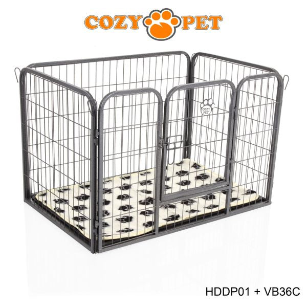 Heavy Duty Playpen with ABS Tray and Vet Bed 61cm Tall by Cozy Pet Model HDDP01 + VB36C