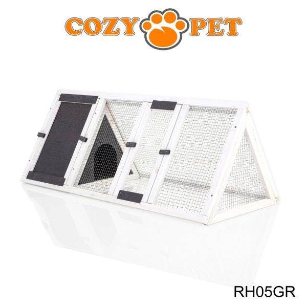 Rabbit Hutch with Run by Cozy Pet Triangular, Tortoise Run, Guinea Pig Hutch - Grey - RH05GR