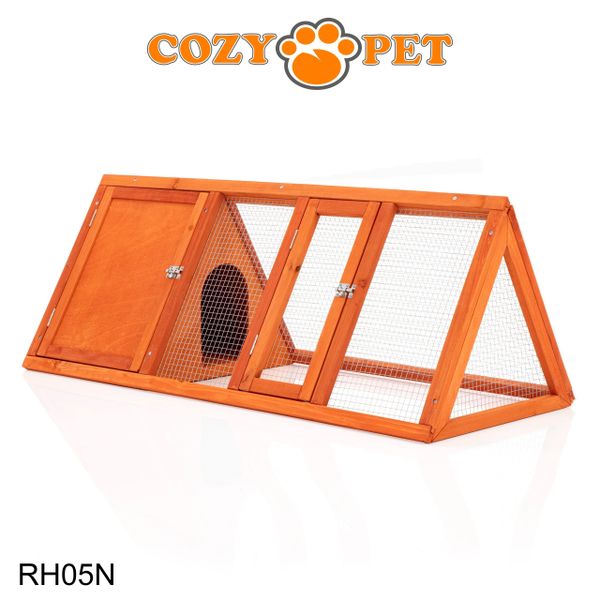 Rabbit Hutch with Run by Cozy Pet Triangular, Tortoise Run, Guinea Pig Hutch - Natural - RH05N