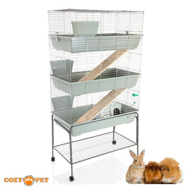 Rabbit Guinea Pig Indoor Cage 3-Tier with Stand by Cozy Pet 100cm for Rat, Chinchilla, Small Animals Hutch Model: RB100-T + RB100-ST