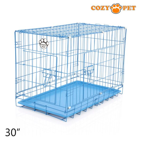 30" Cozy Pet Dog Cage in Blue with ABS Tray - DCP30BL