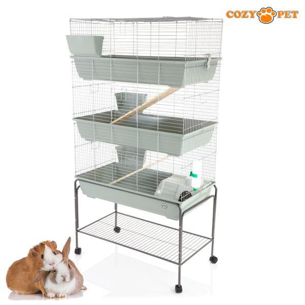 Rabbit Guinea Pig Indoor Cage 3-Tier with Stand by Cozy Pet 120cm for Rat, Chinchilla, Small Animals Hutch Model: RB120-T + RB120-ST