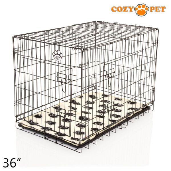 36" Cozy Pet Dog Cage in Black with ABS Tray and Tailored Vet Bed - DCP36B + VB36C