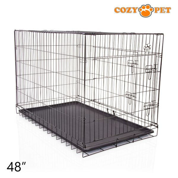 48" Cozy Pet Dog Cage in Black with ABS Tray - DCP48B