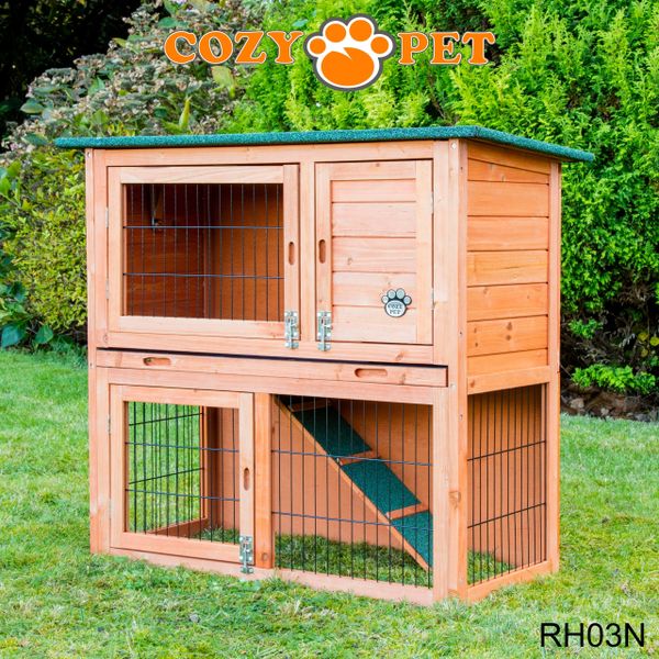 Rabbit Hutch 3ft by Cozy Pet with Cover - Natural - RH03N + RH03C