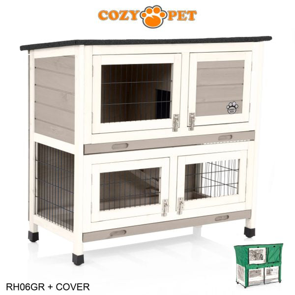 Rabbit Hutch 3ft with Cover by Cozy Pet - Grey - RH06GR + RH06C