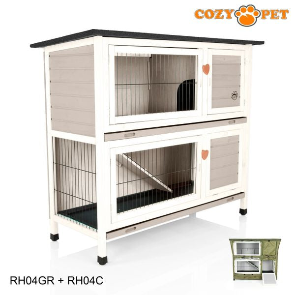 Rabbit Hutch 4ft by Cozy Pet with Cover - Grey - RH04GR + RH04C