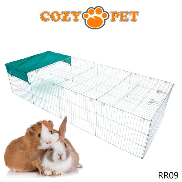 Rabbit Run 2.85m Long with Roof and Sunshade Galvanised Rectangular by Cozy Pet Model RR09