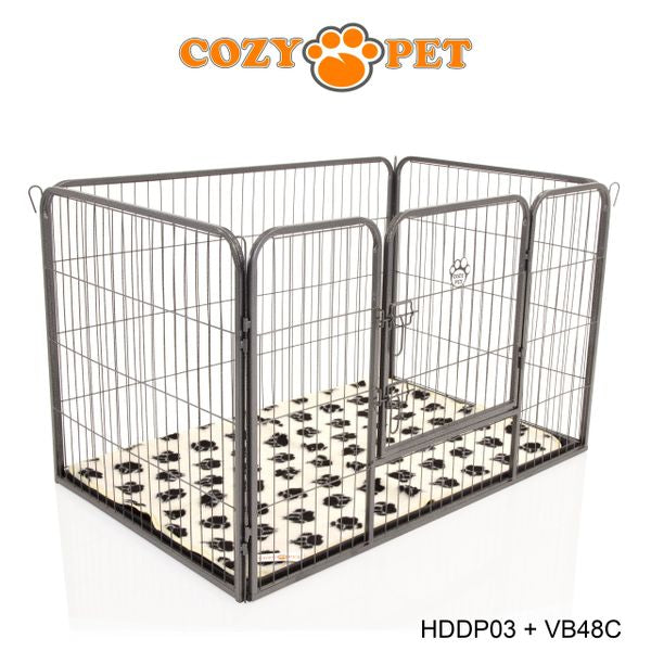 Heavy Duty Playpen with ABS Tray and Vet Bed 75.5cm Tall by Cozy Pet Model HDDP03 + VB48C