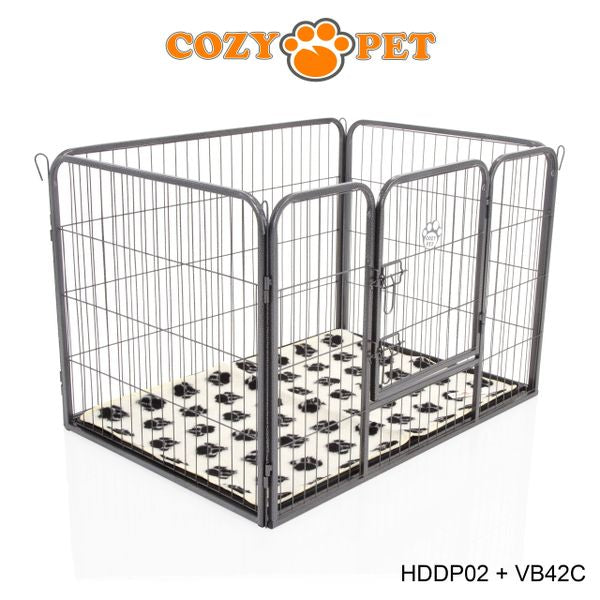 Heavy Duty Playpen with ABS Tray and Vet Bed 70cm Tall by Cozy Pet Model HDDP02 + VB42C