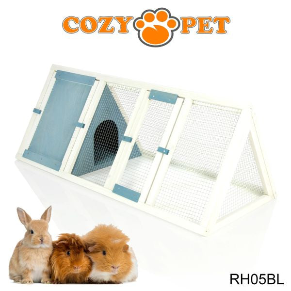 Rabbit Hutch with Run by Cozy Pet Triangular, Tortoise Run, Guinea Pig Hutch - Blue - RH05BL